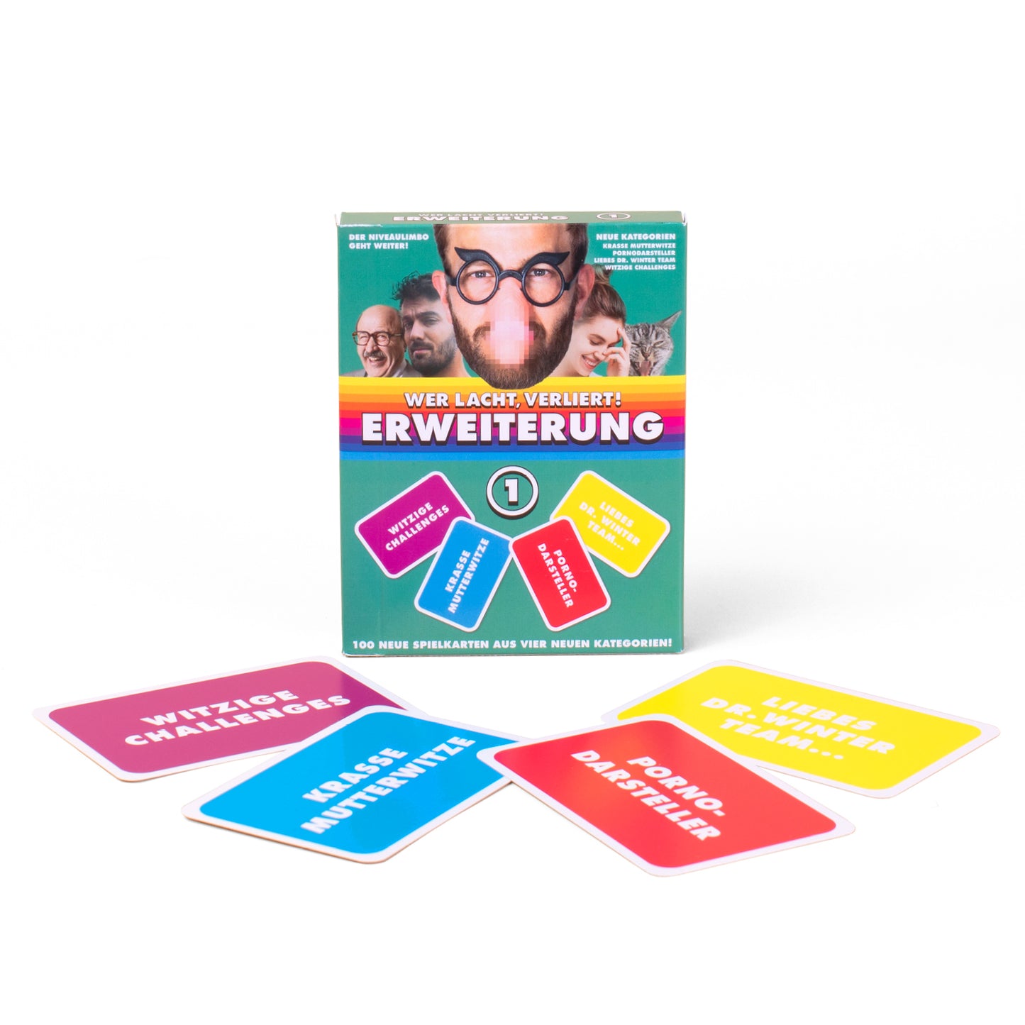 WHO LAUGHS, LOSES! - 1ST EXPANSION with 100 new playing cards 