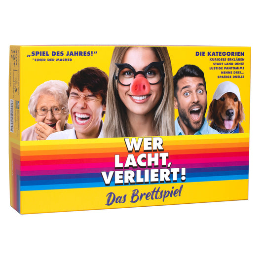 WHO LAUGHS, LOSES! A colorful board game for ages 12 and up 